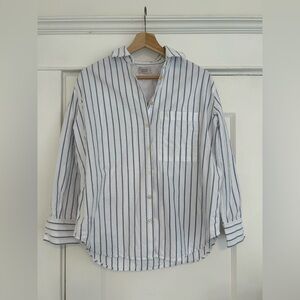 AYR Striped The Deep End Button Down Cotton Top, Size XS